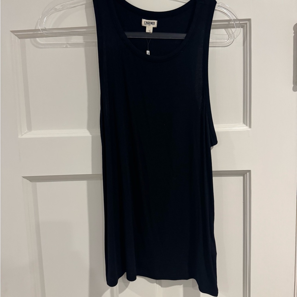 L'AGENCE Classic Black Ribbed Tank Top